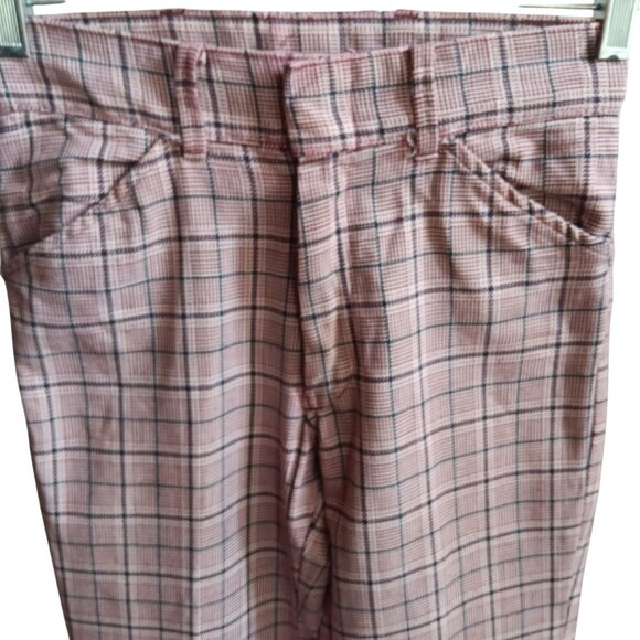 28x28 Vintage Bellbottom Jeans Pants Plaid 1970's Jc penney Boys 16 Twill Hippy - Picture 3 of 6